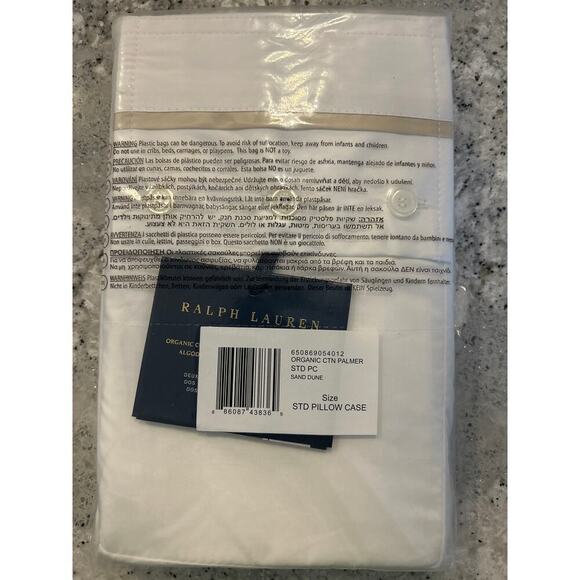 Ralph Lauren Organic Cotton Percale Palmer Standard Sham Sand Dune - Picture 3 of 3